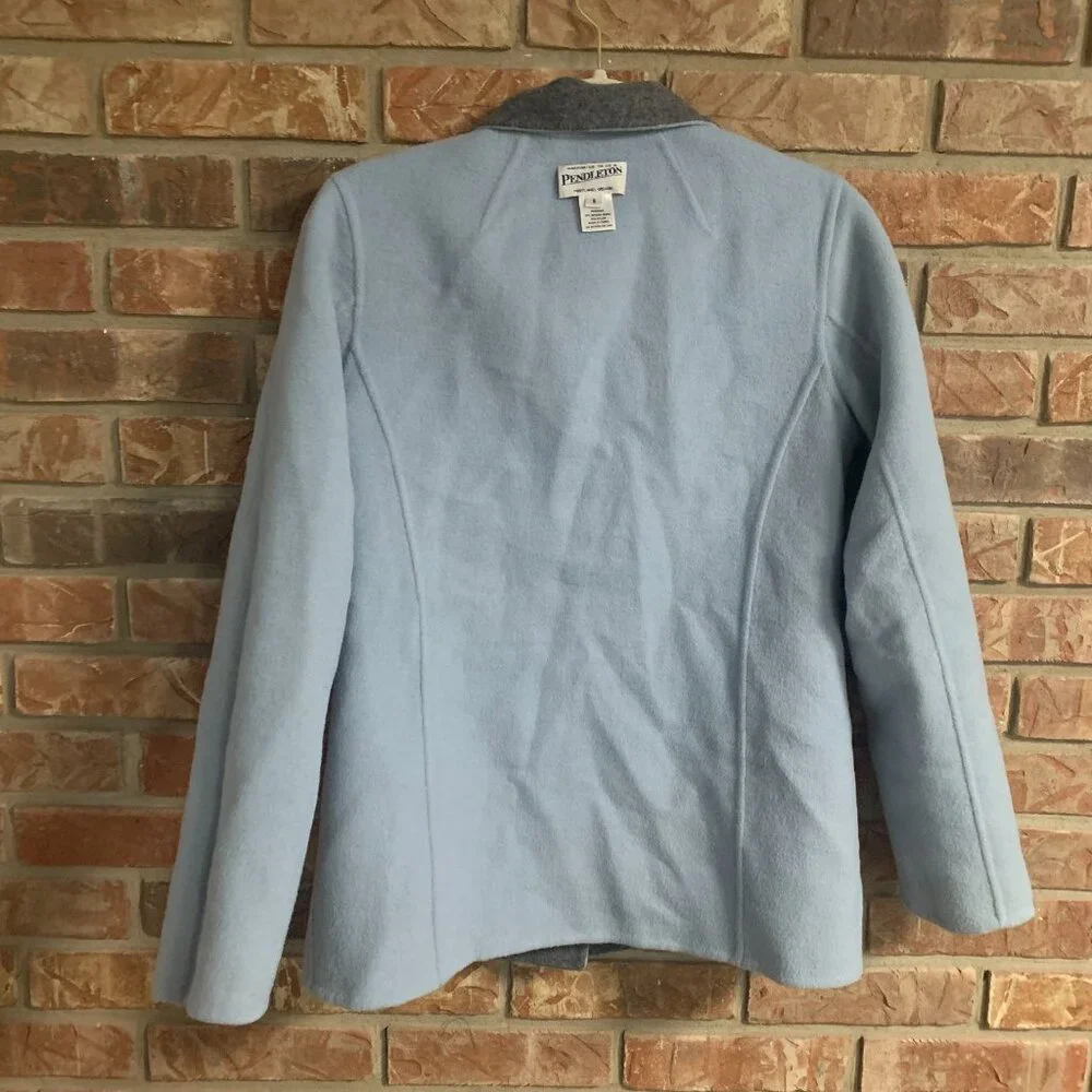 Pendleton Gray Light Blue Reversible Women's Small Button Down Cardigan EUC